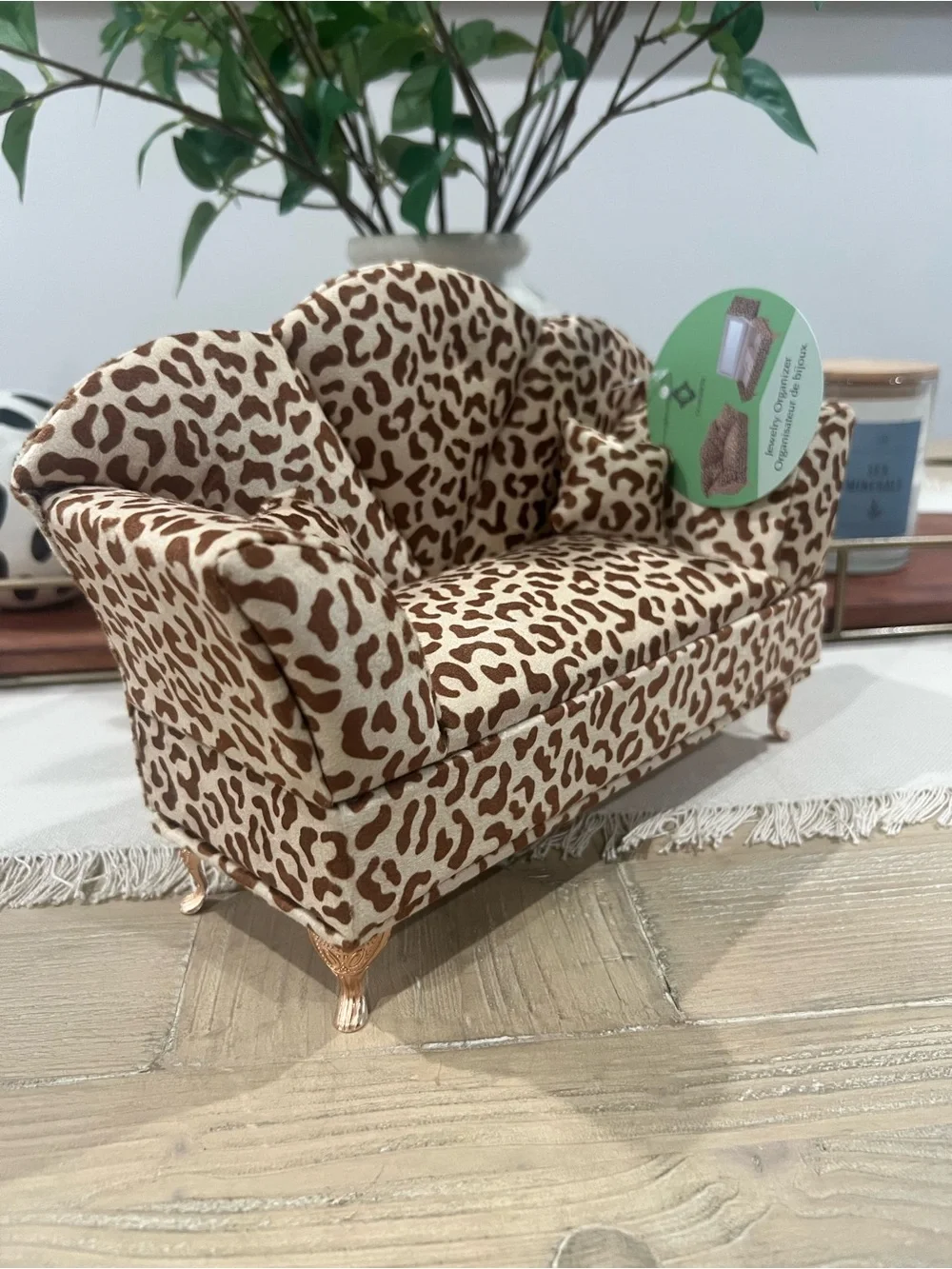 NWT Leopard Print Miniature Sofa Jewelry Organizer